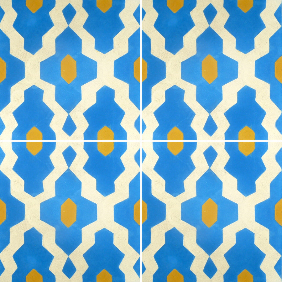 SOUK Cement Tile - Blue/yellow/cream tile