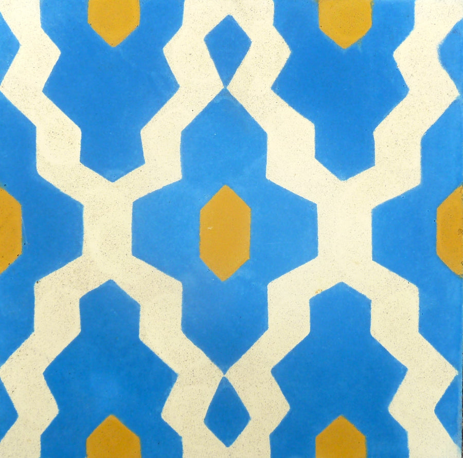 SOUK Cement Tile - Blue/yellow/cream tile