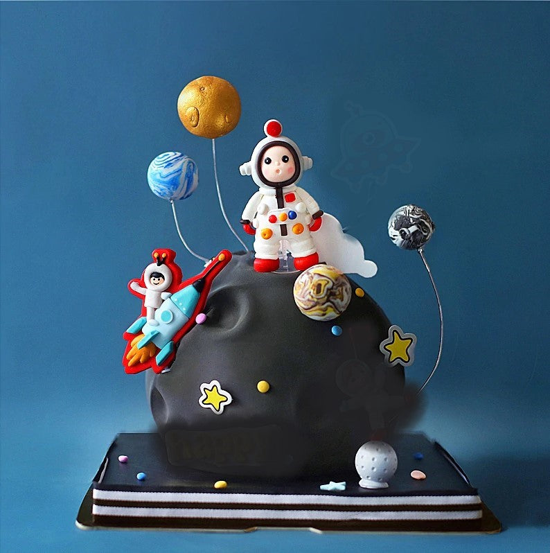 Set Of Five Planet Cake Toppers