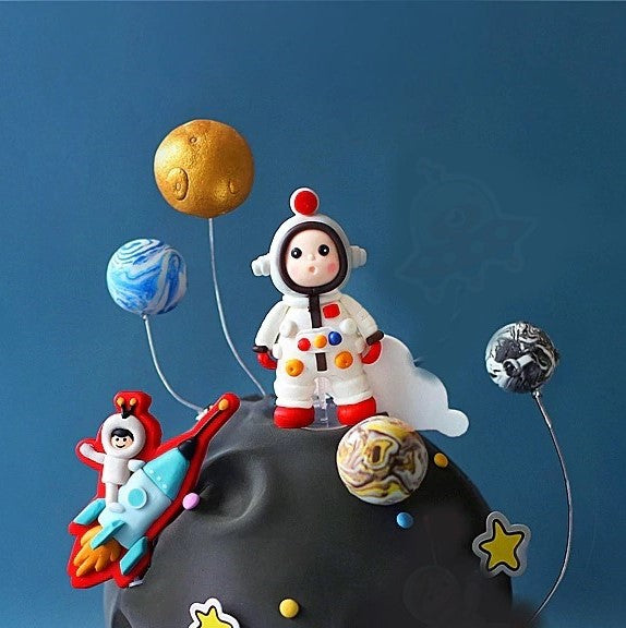 Set Of Five Planet Cake Toppers