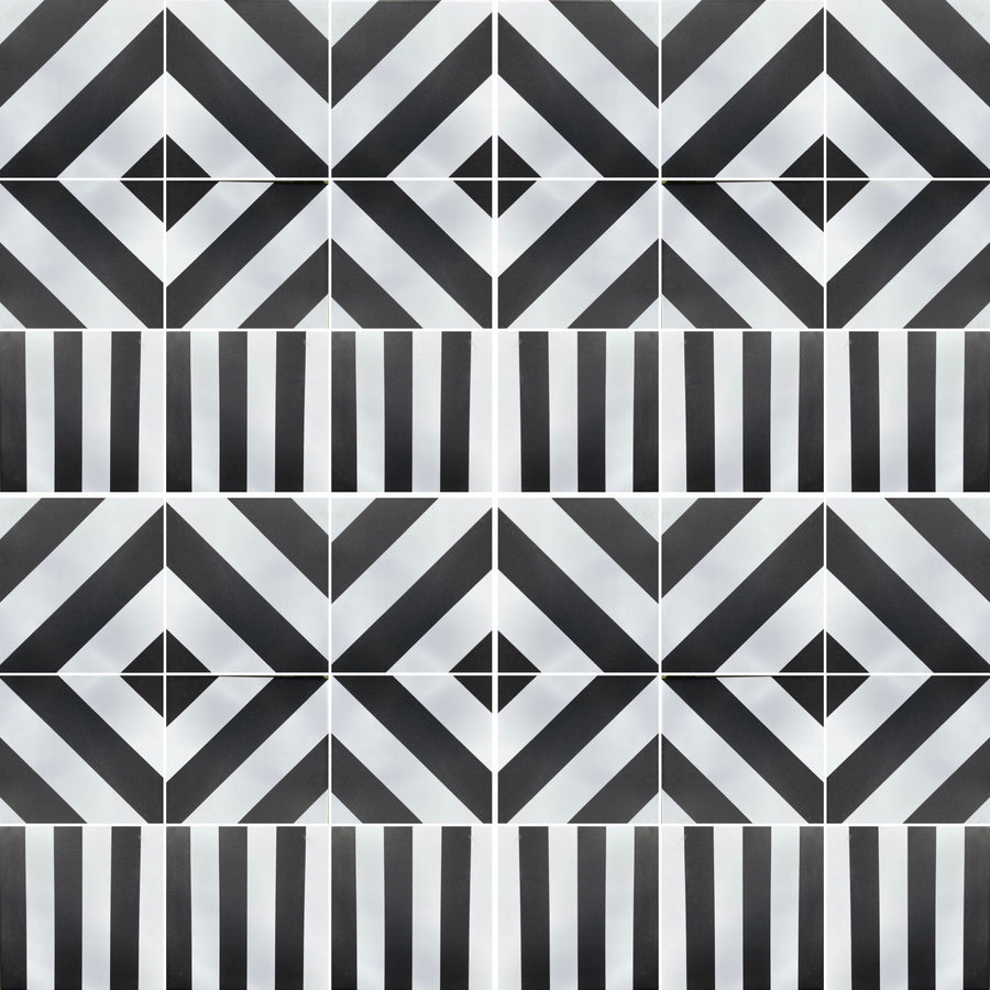 CHEVRON stripe porcelain tile - black/white