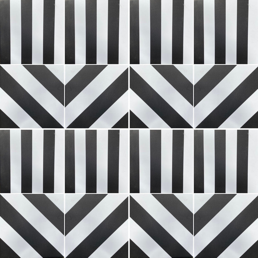 CHEVRON stripe porcelain tile - black/white