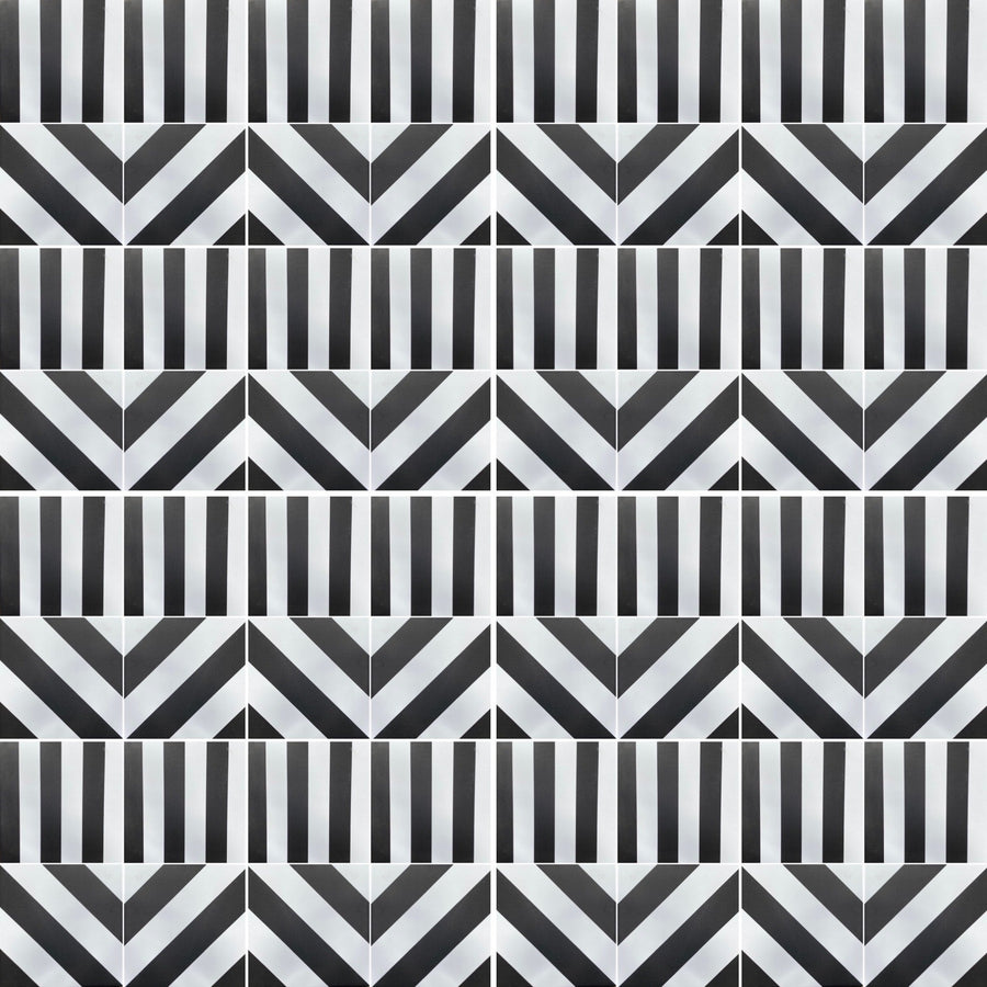 CHEVRON stripe porcelain tile - black/white