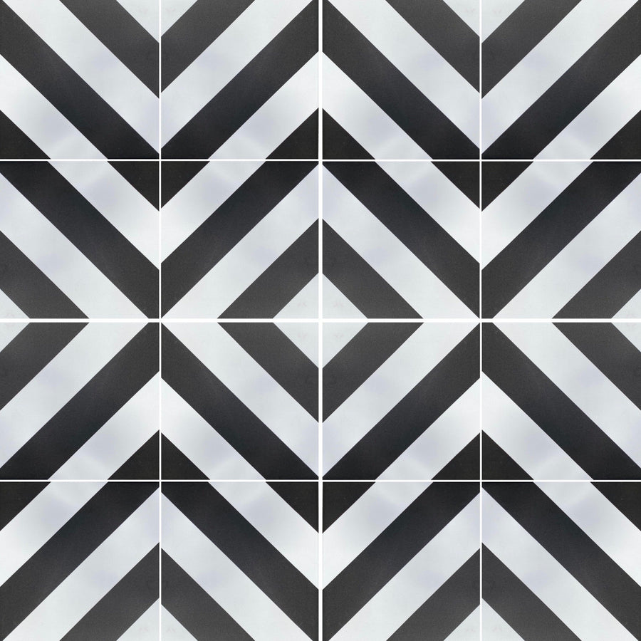 CHEVRON stripe porcelain tile - black/white