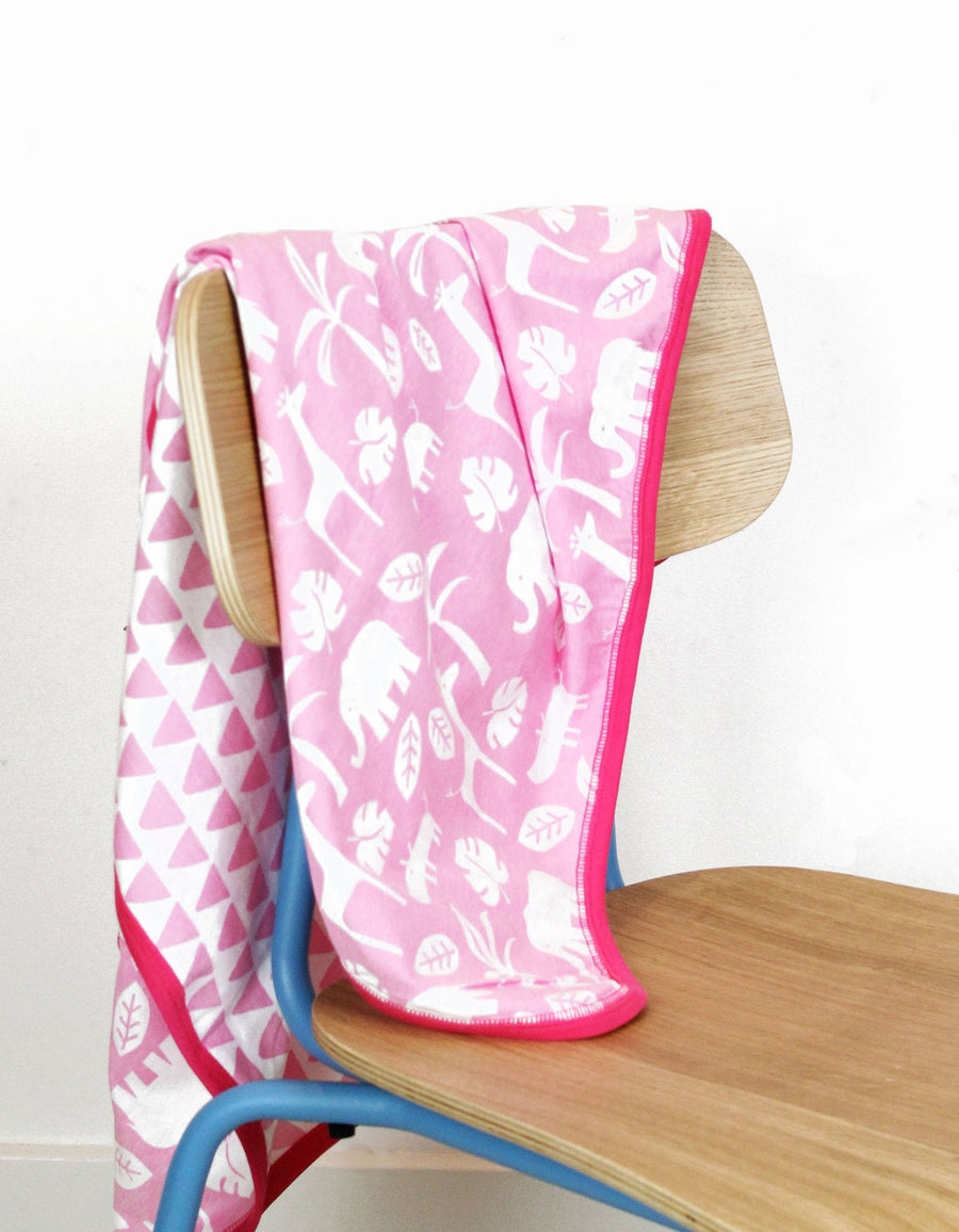 Bio Baby-Decke mit Dschungel-Allover in pink