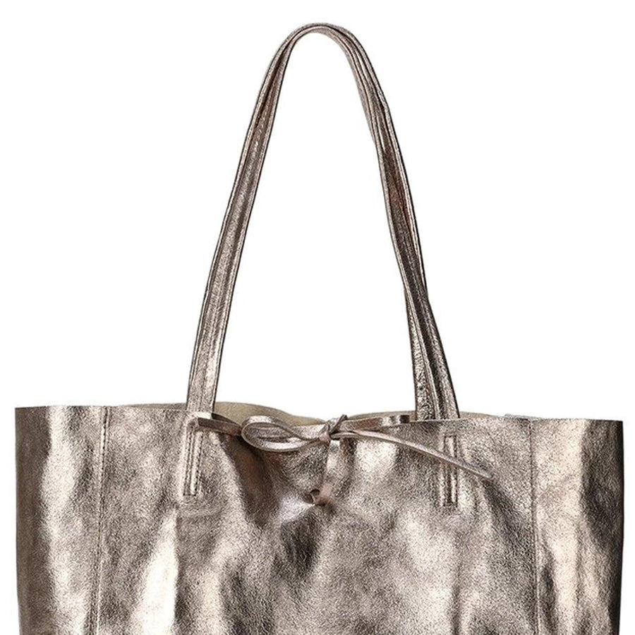 Bronze Metallic Leather Tote Shopper Bag - Brix + Bailey