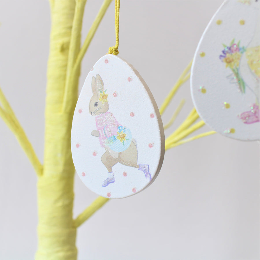 Set Of Three Painted Wooden Easter Eggs