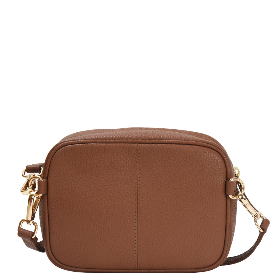 Tan Convertible Leather Crossbody Bag