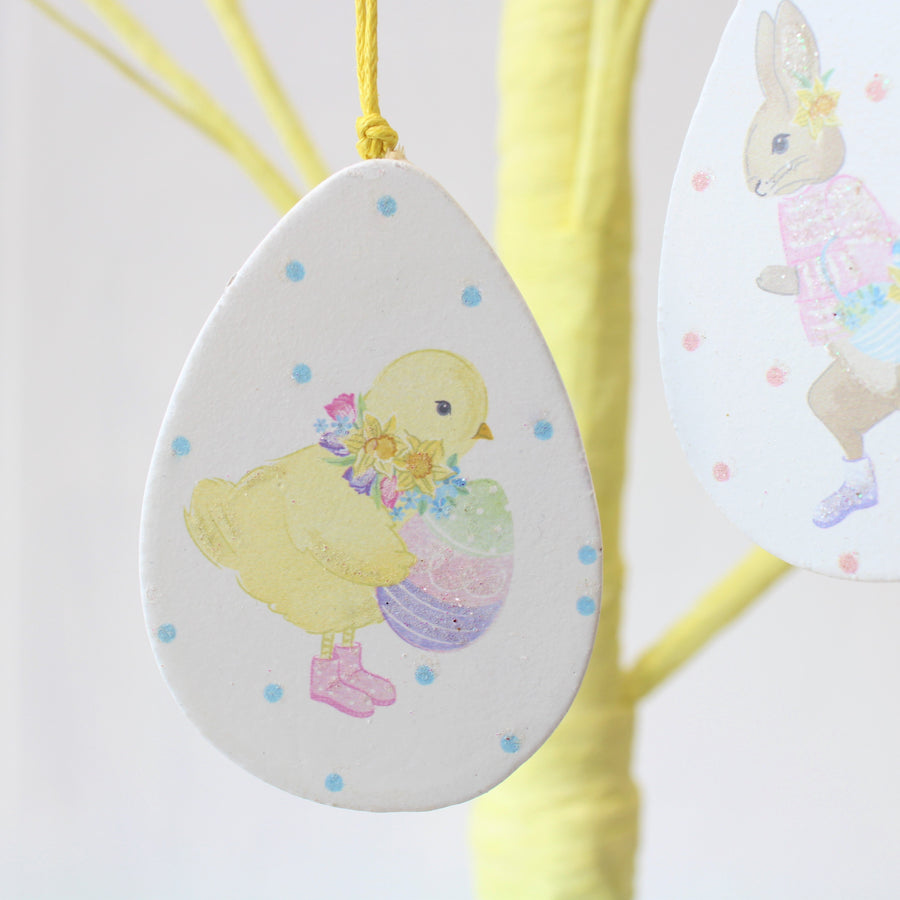 Set Of Three Painted Wooden Easter Eggs