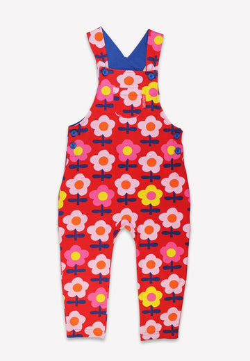 Bio-Baumwoll Kinder Latzhose mit Retro Blumen-Druck