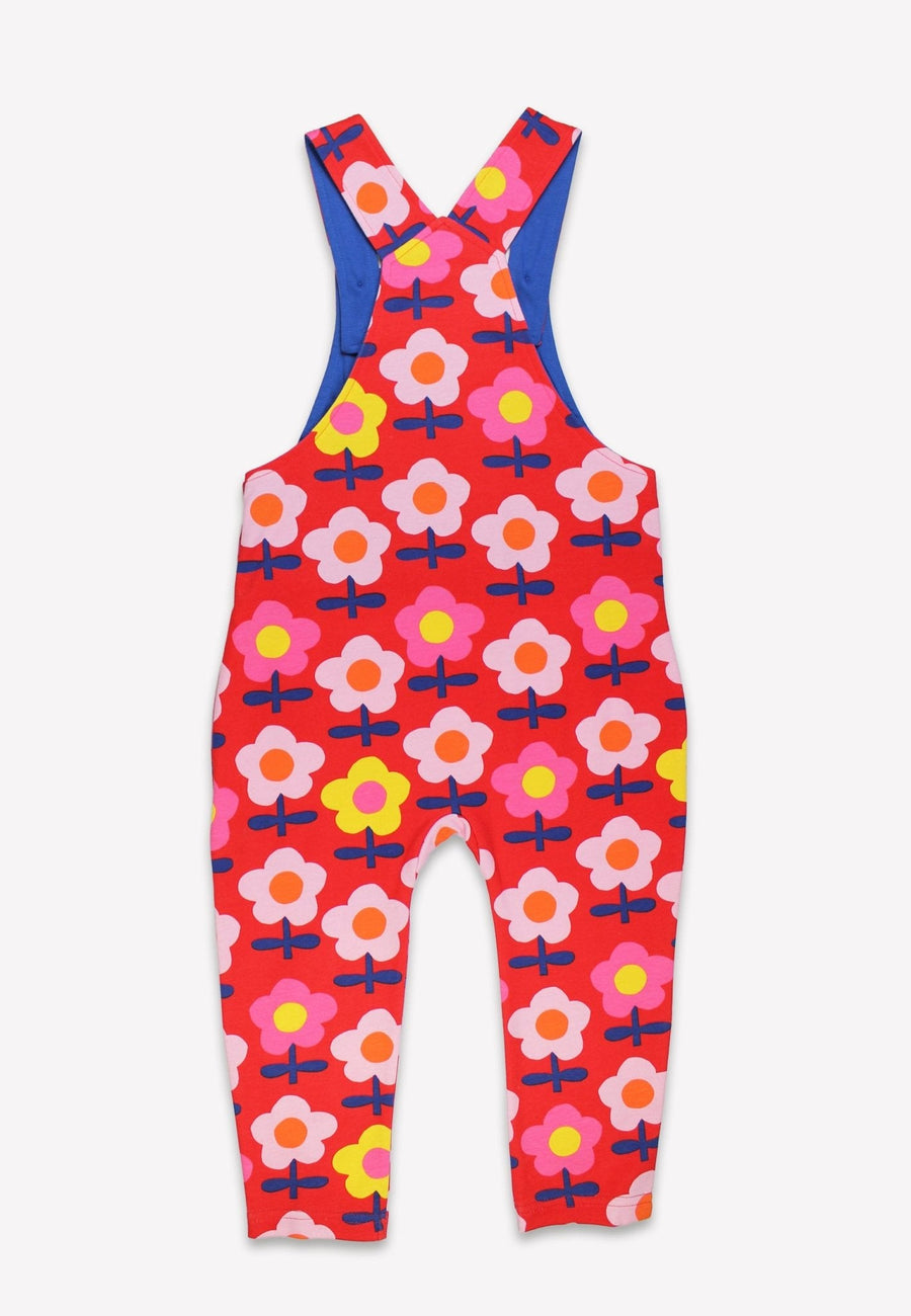 Bio-Baumwoll Kinder Latzhose mit Retro Blumen-Druck