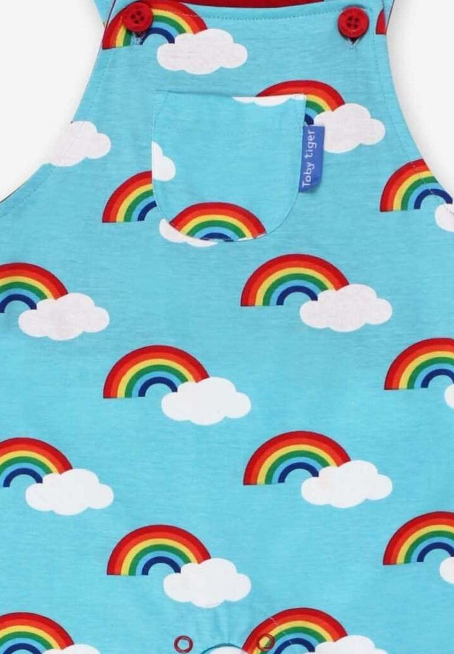 Sommer Latzhose aus Bio Baumwolle mit Regenbogen Print