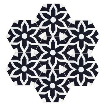 FLEUR Cement Tile - Black and white tile