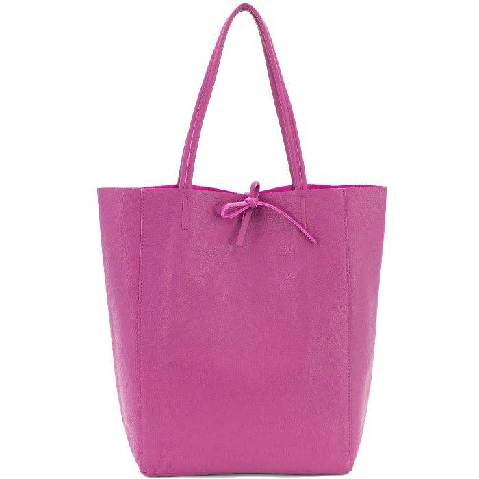 Fuchsia Pebbled Leather Tote Shopper - Brix + Bailey