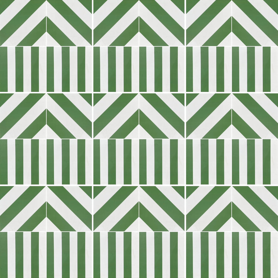 CHEVRON stripe porcelain tile - Green/white