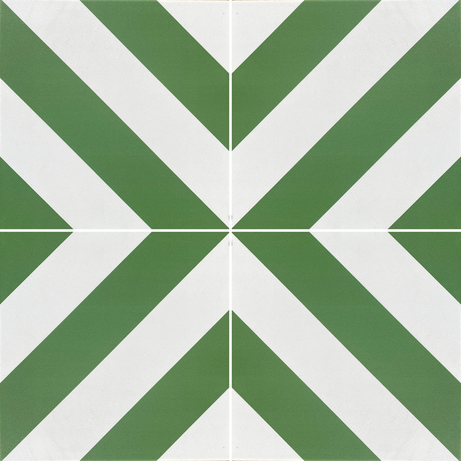 CHEVRON stripe porcelain tile - Green/white