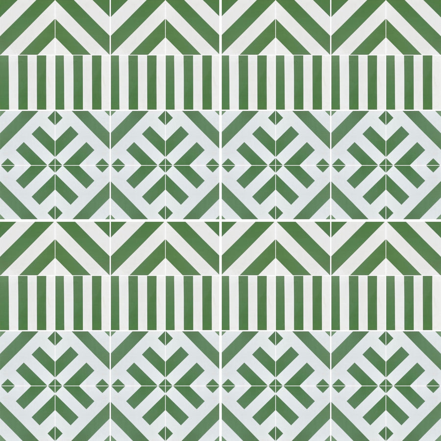 CHEVRON stripe porcelain tile - Green/white