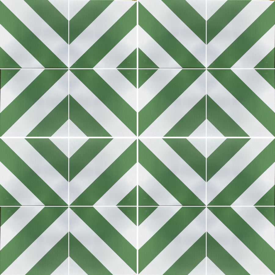 CHEVRON stripe porcelain tile - Green/white