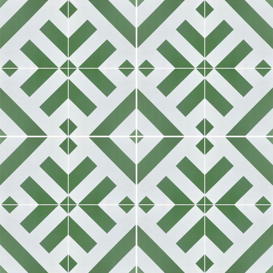 Green Ray geometric stripe tile