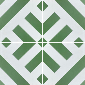 Green Ray geometric stripe tile