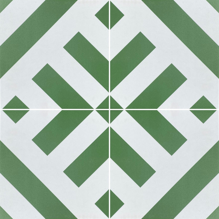 Green Ray geometric stripe tile