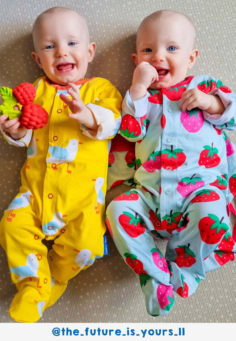 Geschenkset Baby aus Bio-Baumwolle in Gelb mit Möwen-Print