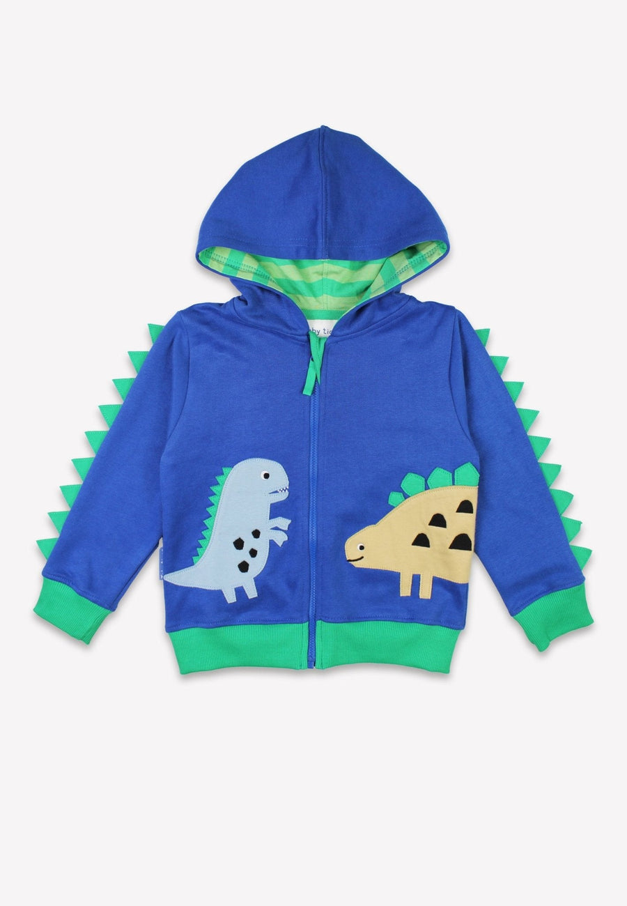 Bio-Baumwoll Kinder Sweatjacke mit Kapuze und mit Dinosaurier-Applikation