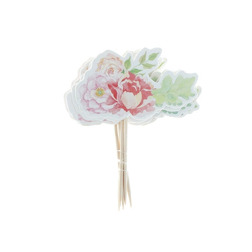 Pack of 12 Floral Rabbit And Flower Cake Toppers