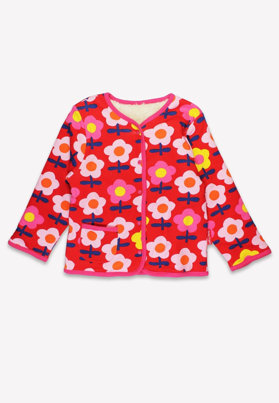 Bio-Baumwoll Kinder Jacke zum Wenden mit Retro Blumen-Druck