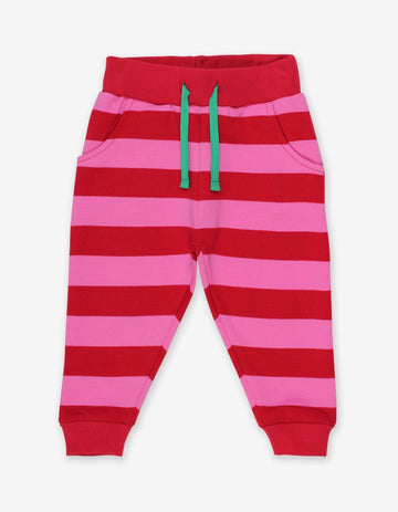 Gestreifte Babyhose aus Bio Baumwolle, pink und rot gestreift