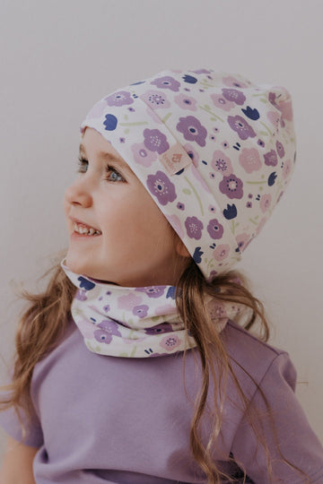 Kids Hat-Beanie for Autumn and Spring - Summer Flowers Pattern