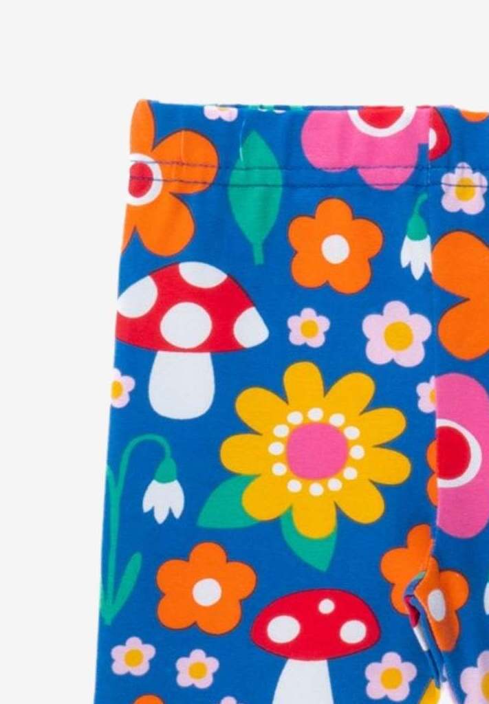 Bio Baumwoll-Leggings mit Blumen Muster und Pilz Applikationen