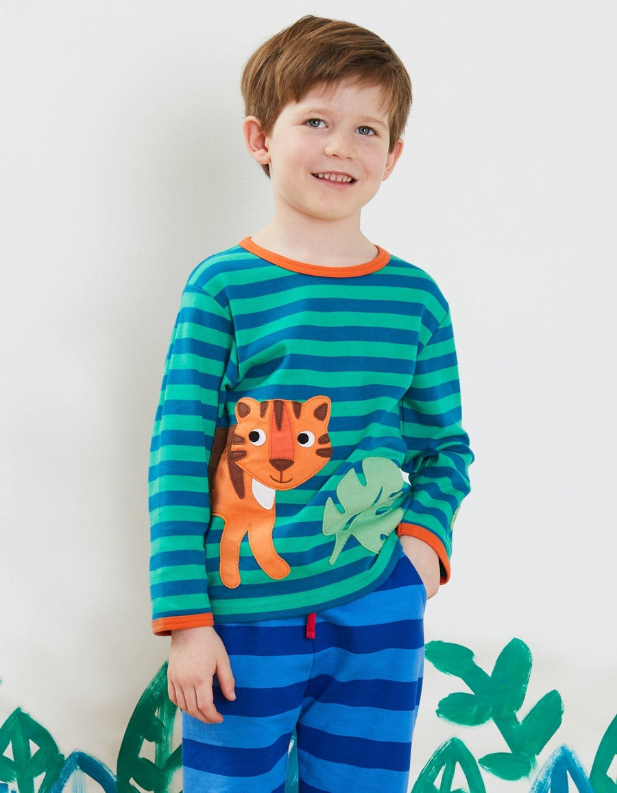 Langarmshirt mit Tiger Applikation aus Bio Baumwolle