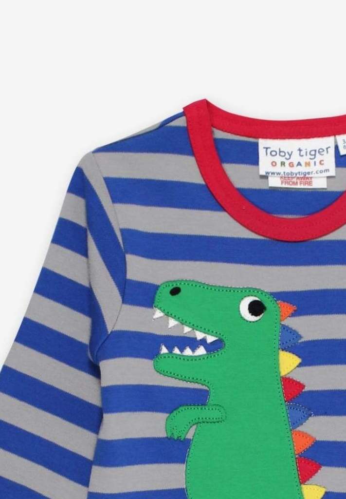 Bio Langarmshirt mit T-Rex-Dino-Applikation