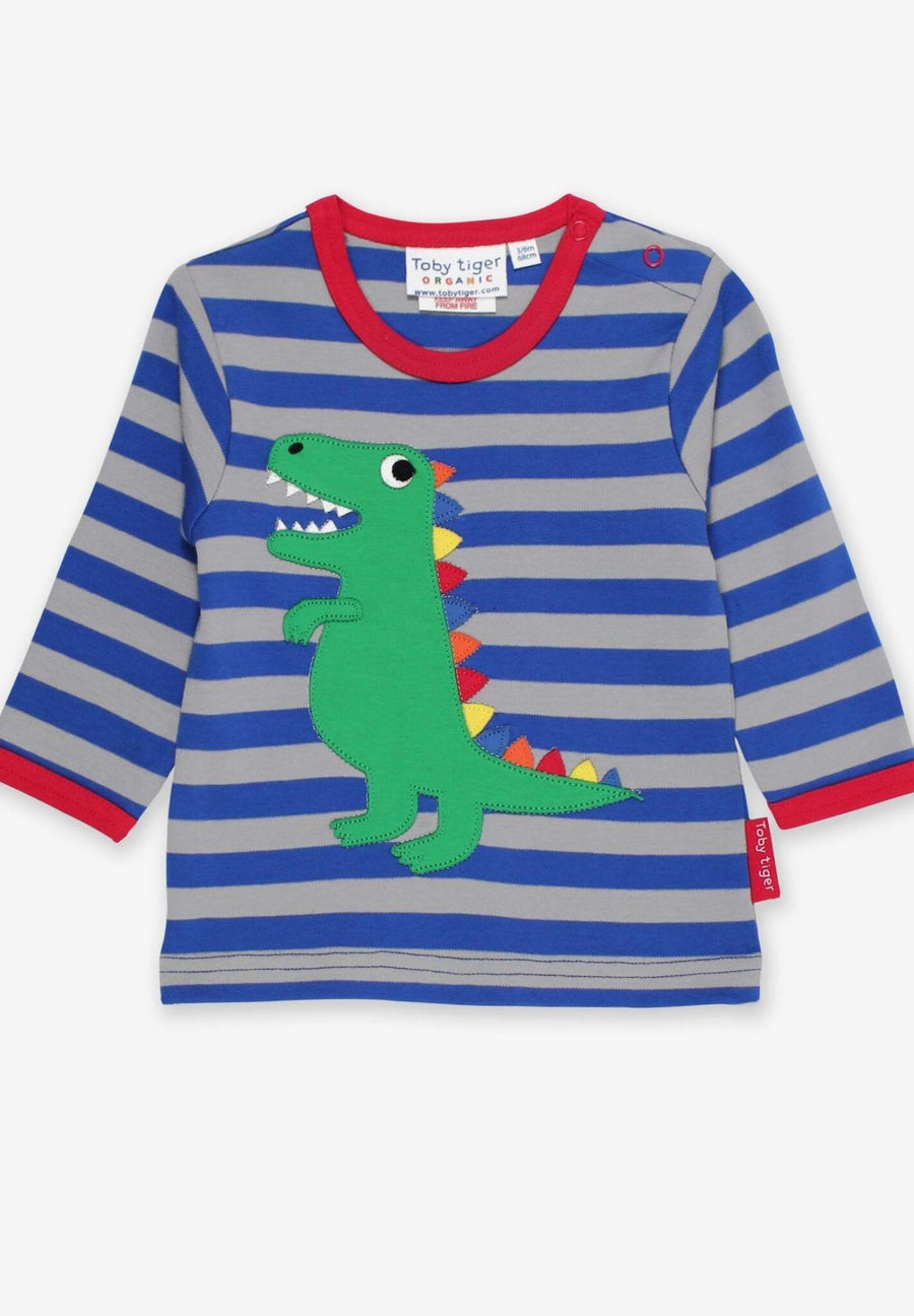 Bio Langarmshirt mit T-Rex-Dino-Applikation