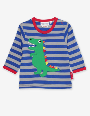 Bio Langarmshirt mit T-Rex-Dino-Applikation