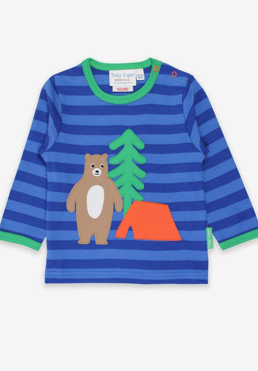 Bio Langarmshirt mit Camping Bär-Applikation