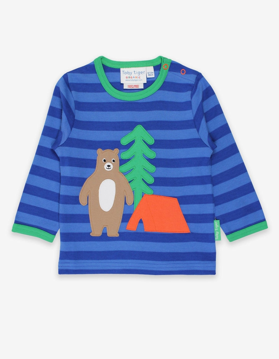 Bio Langarmshirt mit Camping Bär-Applikation