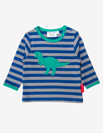 Bio Baumwoll-Langarmshirt mit T-Rex Applikationen