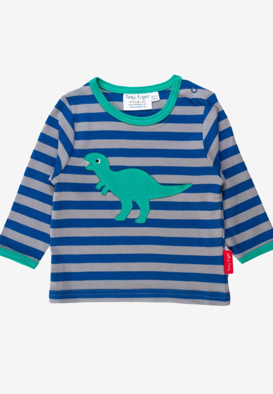 Bio Baumwoll-Langarmshirt mit T-Rex Applikationen