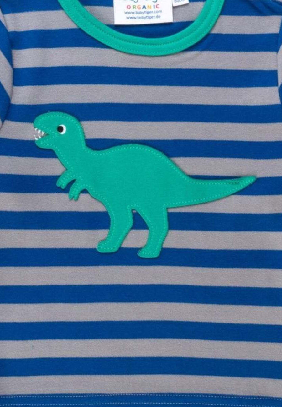 Bio Baumwoll-Langarmshirt mit T-Rex Applikationen