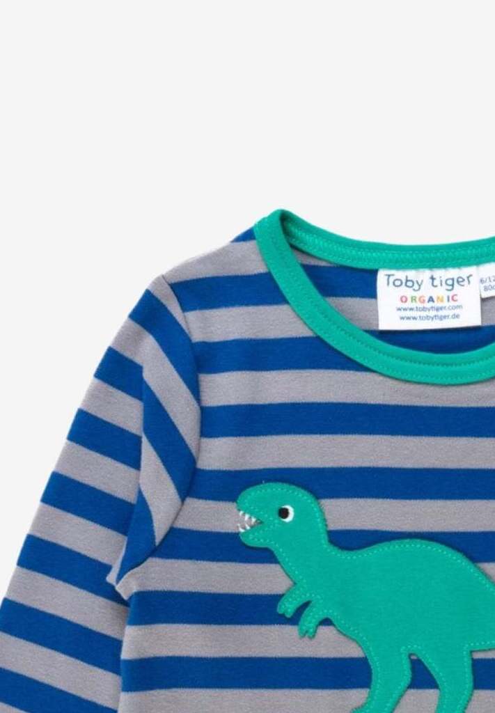 Bio Baumwoll-Langarmshirt mit T-Rex Applikationen