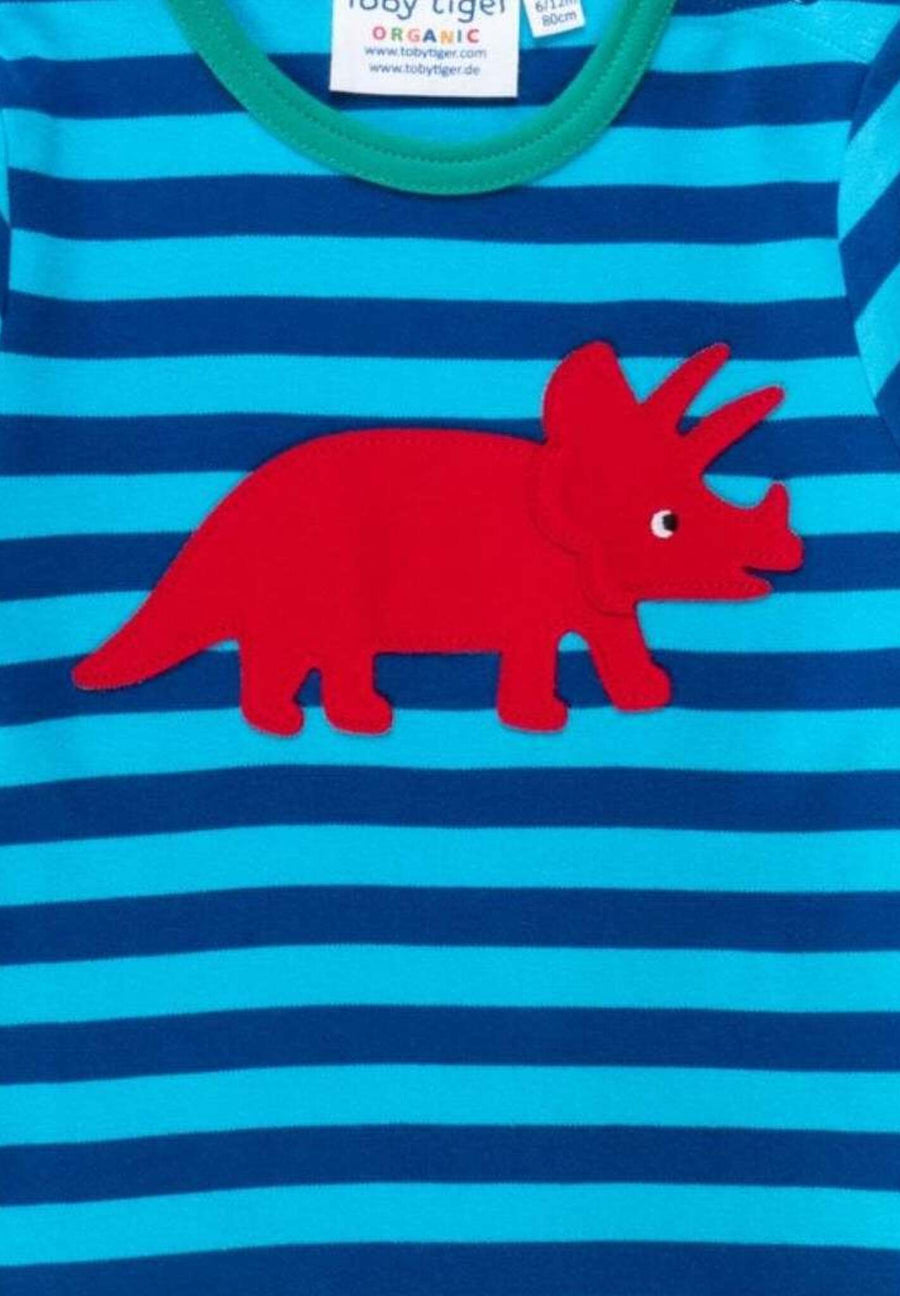 Bio Baumwoll-Langarmshirt mit Triceratops Applikationen