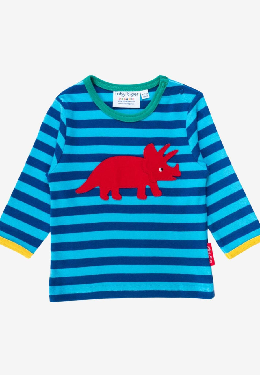 Bio Baumwoll-Langarmshirt mit Triceratops Applikationen