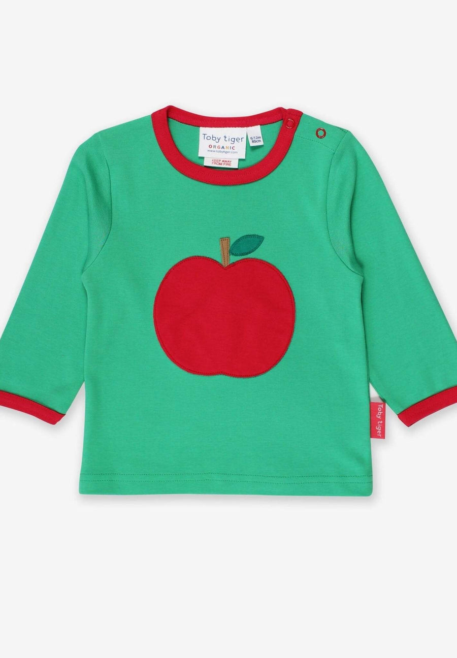 Langarmshirt mit Apfel Applikation in Bio Baumwolle