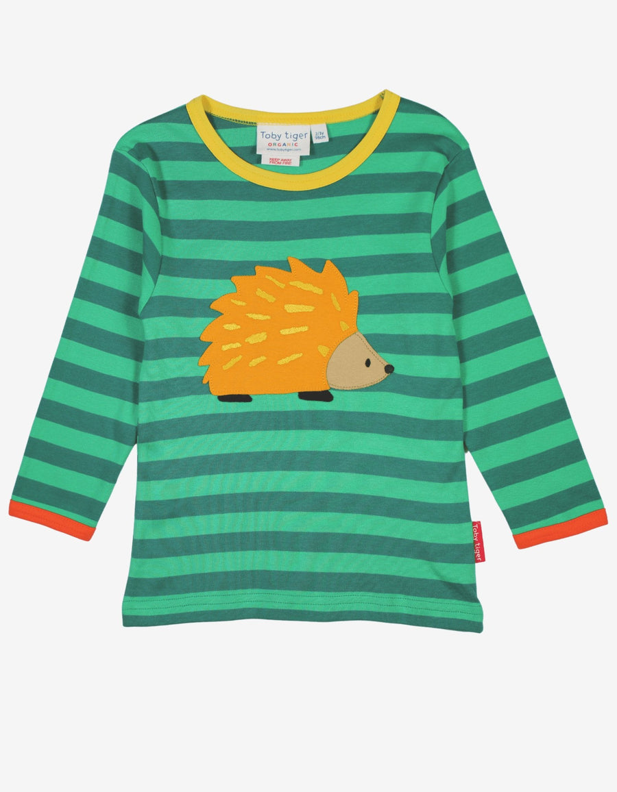 Bio Baumwoll-Langarmshirt mit Igel-Applikationen