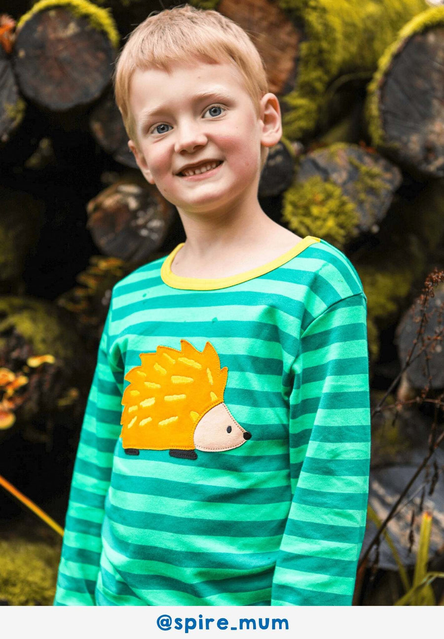 Bio Baumwoll-Langarmshirt mit Igel-Applikationen