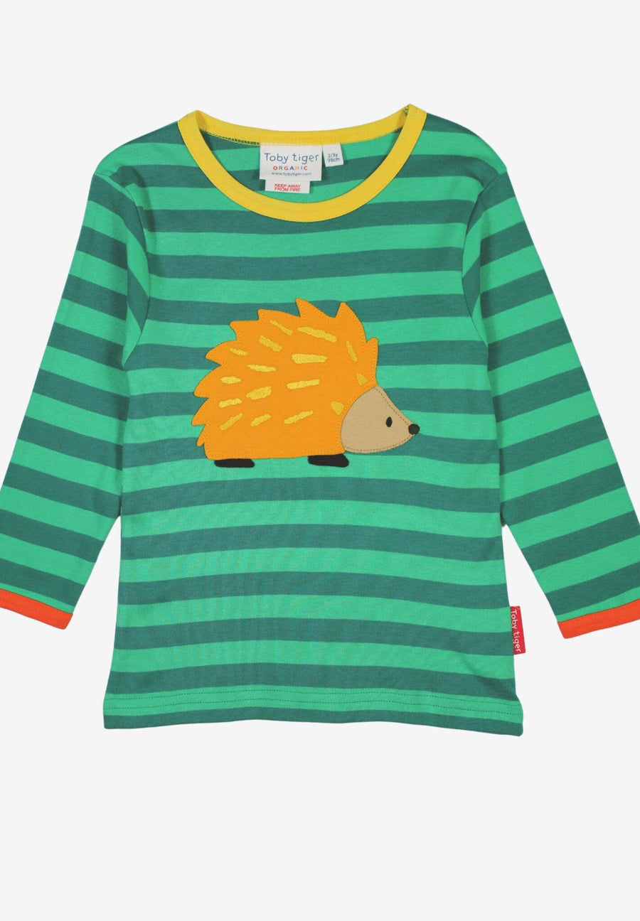 Bio Baumwoll-Langarmshirt mit Igel-Applikationen