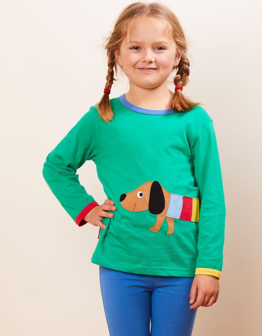 Langarmshirt mit Dachshund-Applikation