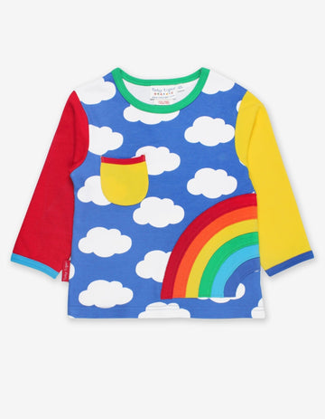 Langarmshirt aus Bio Baumwolle mit Regenbogen Applikation